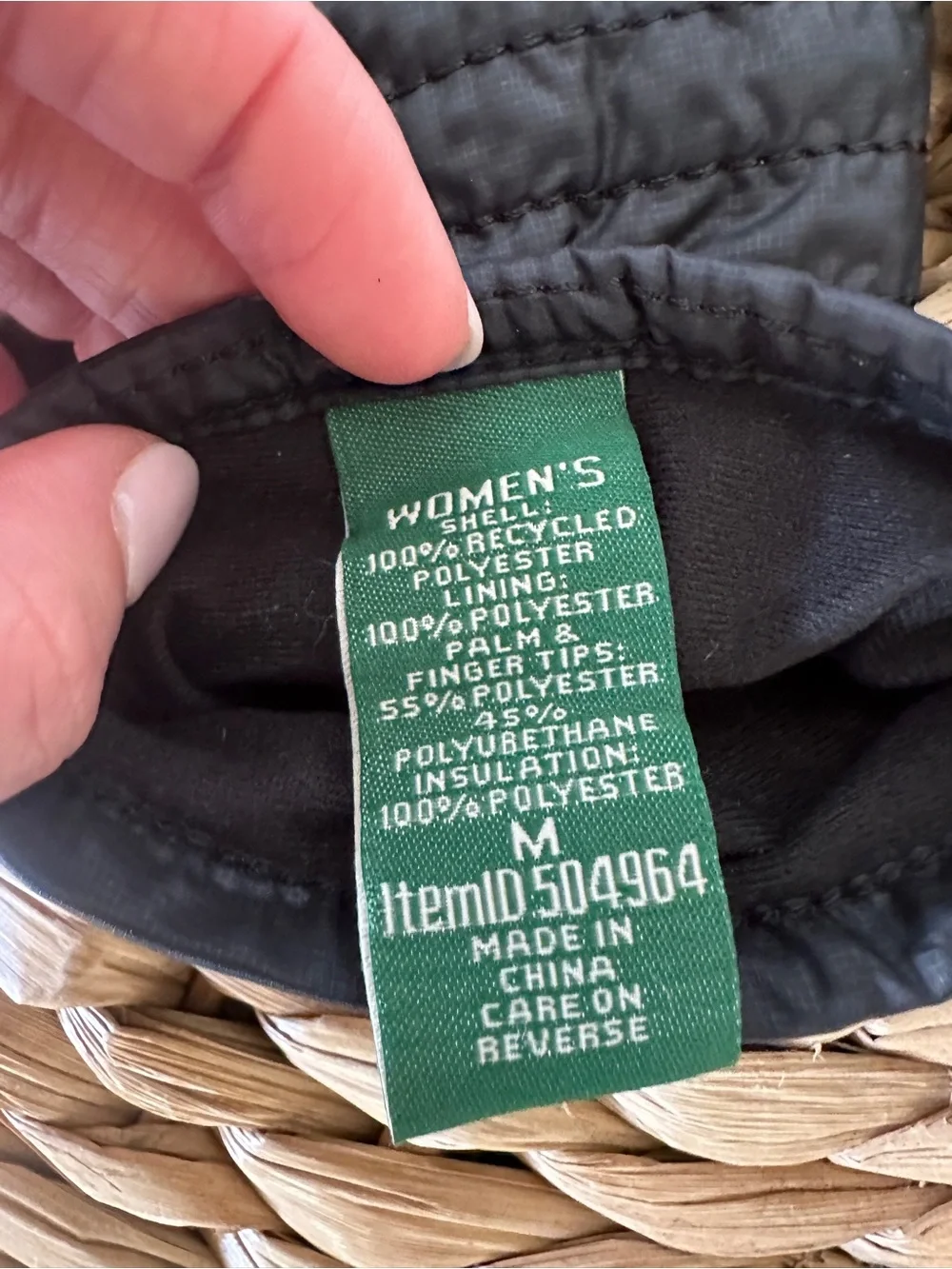 L.L. Bean PrimaLoft Packaway Gloves Black Medium